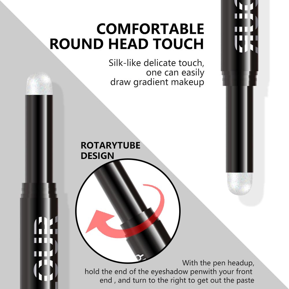 Transparent Pink Shimmer Cream Eye Shadow Stick Makeup for Women, Transparent Pink Shimmer Matte Eye Shadow Brightener Stick for Eyes, Waterproof Eyeshadow Pencil Applicator Blendable for Eye 19