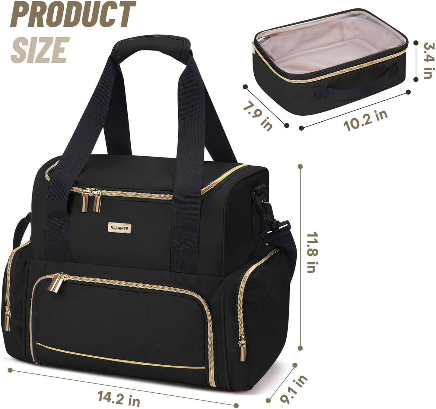 Large Makeup Travel Cosmetic Bag with 2 Removable Case, Double Layer Big Travel Make Up Organizer Case, Toiletry Bag for Women, Train Cases Bags