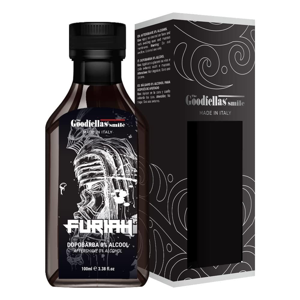 The Goodfellas' smile Soothing Alcohol-Free Aftershave Splash/Tonic, Made in Italy, 100 ml, 3.38 oz (FURIAH/Leather & Wood)