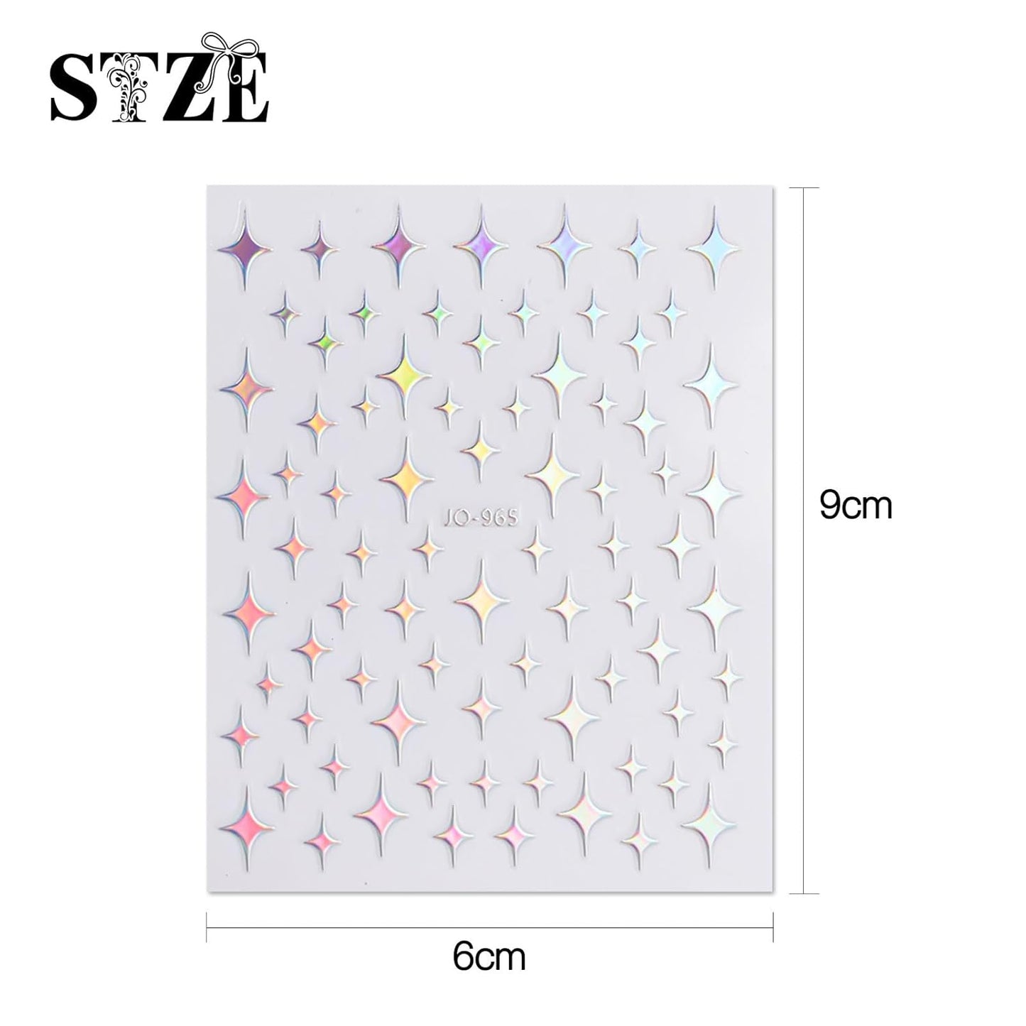 JMEOWIO 12 Sheets Aurora Nail Art Stickers Decals Self-Adhesive Pegatinas Uñas Glitter Holographic Star Heart Nail Supplies Nail Art Design Decoration Accessories