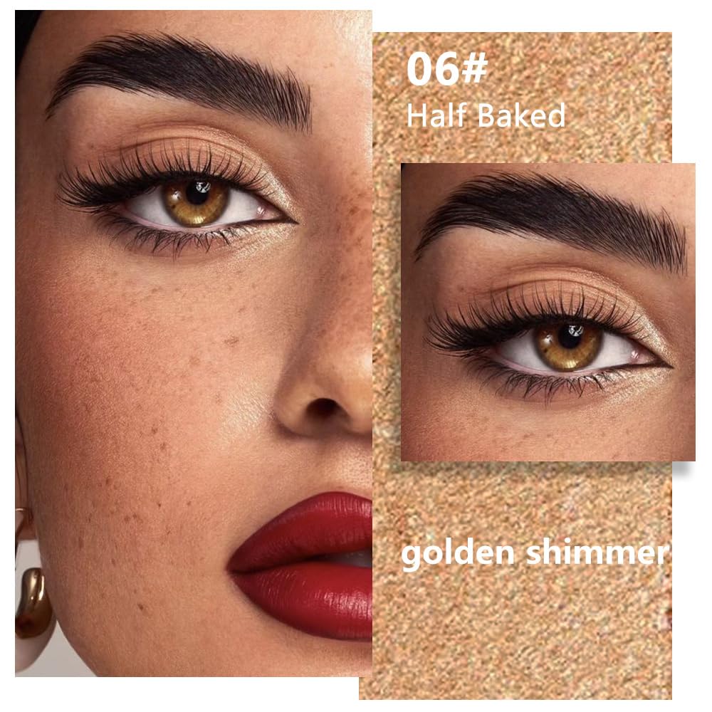 Golden Brown Glitter Single Eyeshadow – Neutral Shimmer Eye Shadow, Daily Waterproof Long-Lasting Eyeshadow Powder Palette for Women Eye Makeup sombras para ojos (06)