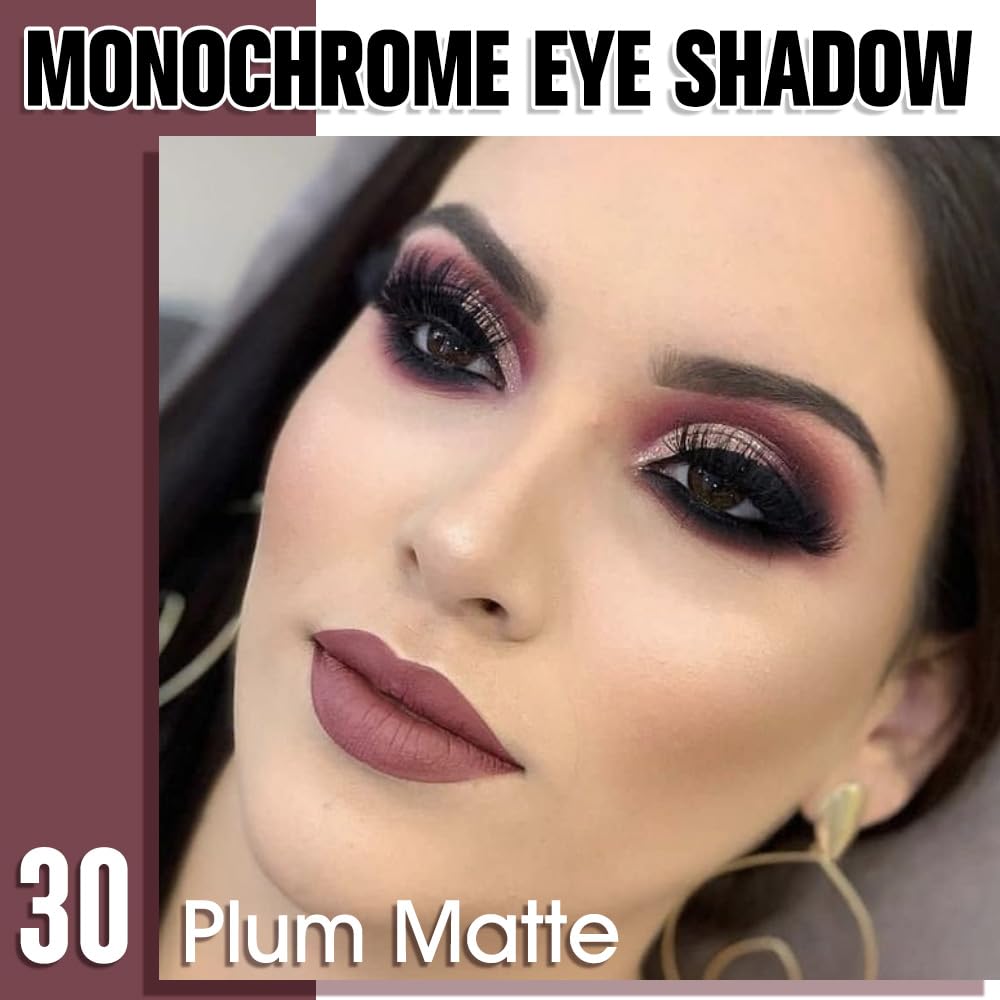 Dark Plum Taupe Single Matte Eyeshadow Makeup, Neutral Powde Eye Shadow for Older Women, Dark Violet Matte Singles Eyeshadow Palette Pigmented Waterproof, Girls Monochrome Vegan Eyeshadows Gift