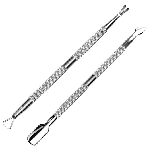 2-Piece Professional Cuticle Pusher and Cutter, Cuticle Trimmer & Cuticle Remover, Manicure Tool Set for Fingernail and Toenail