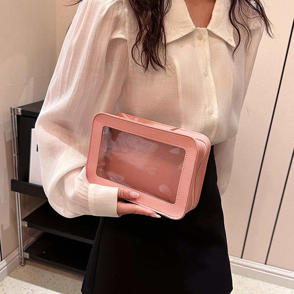 Clear Makeup Bag Small, TSA Approved Portable Toiletry Bag with Zipper Cosmetic Travel Bag Makeup Organizer Case Mini Makeup Pouch for Purse Car Organizer Bag for Women Men