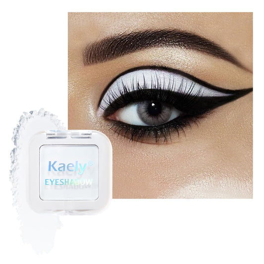 Kaely Pressed Single Eyeshadow Makeup, White Matte Highly Pigmented Monochrome Eye Shadow Palette, Waterproof Neutral Powder Mini Eyeshadow, sombras para ojos, Lightweight Blendable, 08