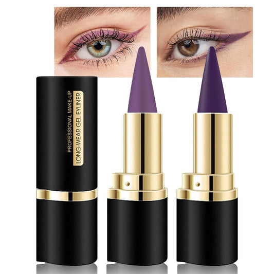 Kaely 2Pcs Light Dark Purple Angled Gel Eyeliner Pencil, Violet Lavender Plum Eyeliner for Older Women, Face Paint Eye Black Stick Waterproof Smudge Proof, Gothic Halloween Makeup