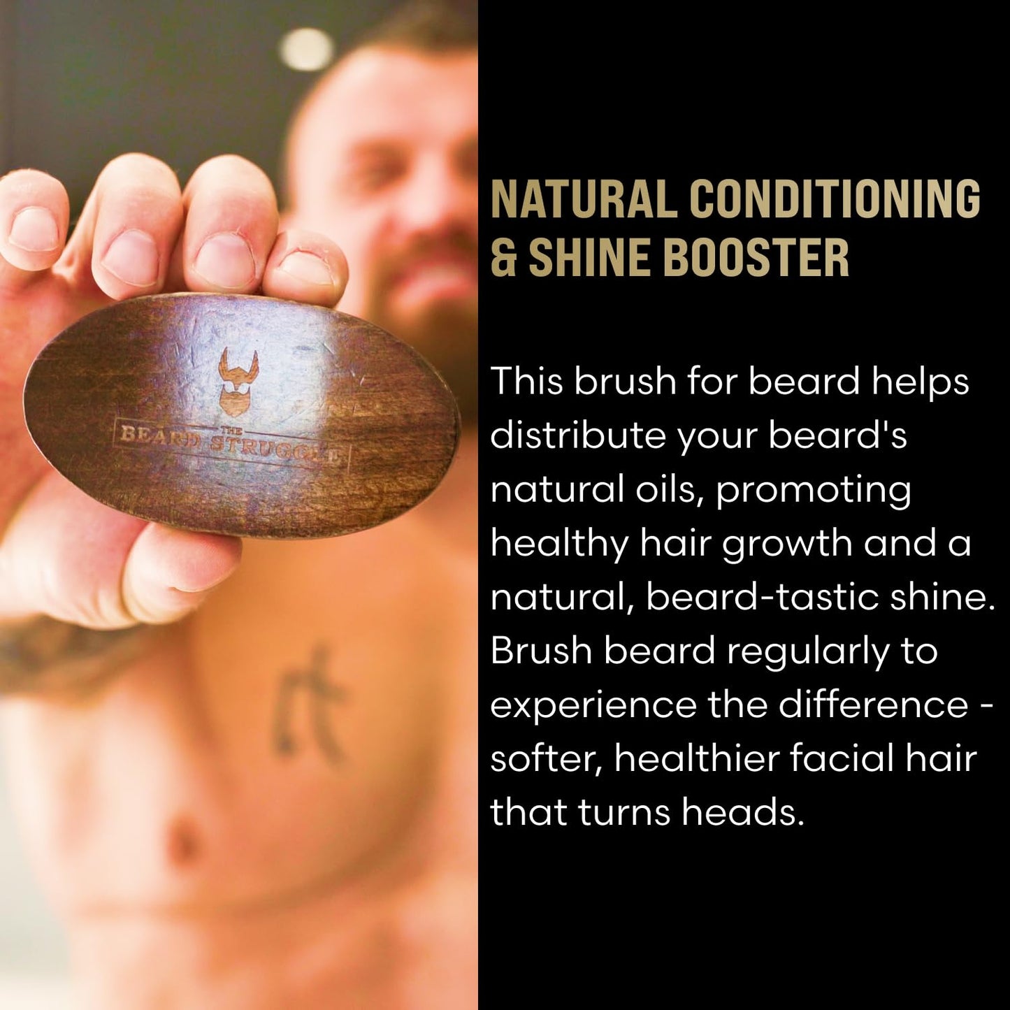 Beard Struggle Men's Beard Brush - Durable Nylon Bristles with Polished Beechwood Handle for Viking Savage Hair & Grooming - Perfect Travel Size