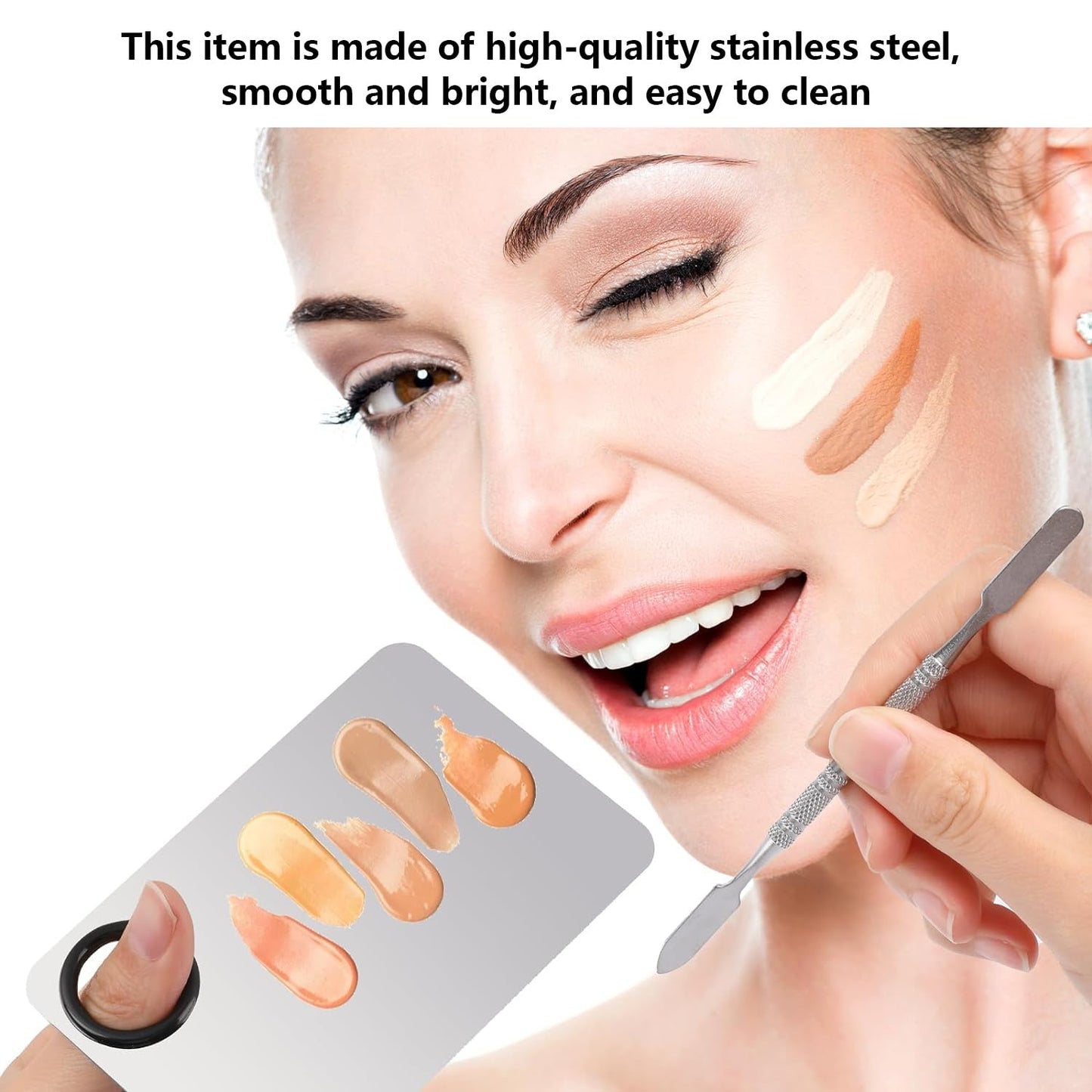 2 Pcs Professional Cream and Lip Makeup Mixing Palette with Spatula Foundation and Lip Palette Set for Travel