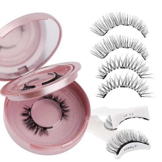 2-Pairs Magnetic Eyelashes Kit with Applicator: Natural Reusable Soft Waterproof False Lash, No Glue Needed, Wendy Lashes, K8+604