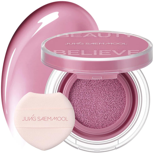 JUNGSAEMMOOL Artist Cushion Blush (Blooming Pansy) | Easy to Blend, Lightweight, Hydrating Korean Makeup Cushion Blush for Dewy & Glowing Cheeks
