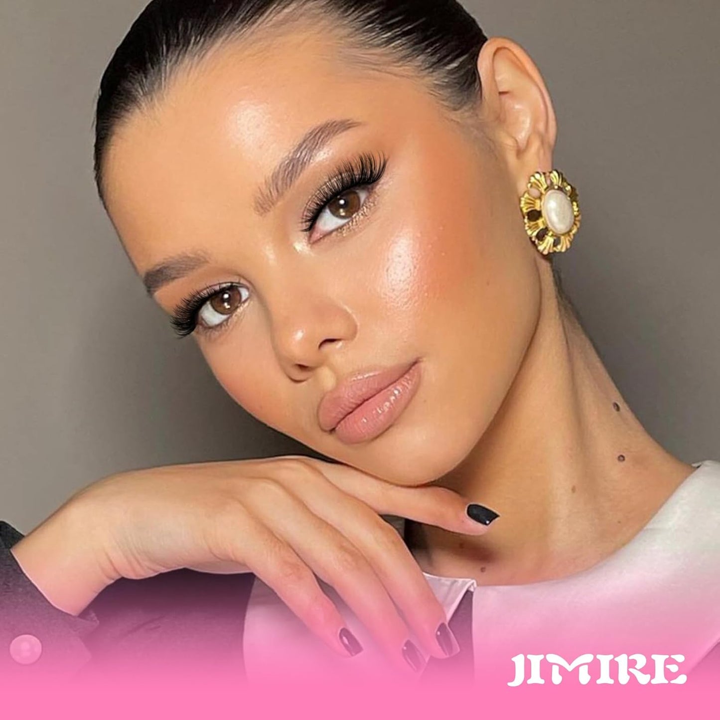 JIMIRE Lashes with Clear Band Demi-Wispies Fluffy Faux Mink Eyelashes Wispy Cat-Eye False Eyelashes Natural Look 7 Pairs Pack