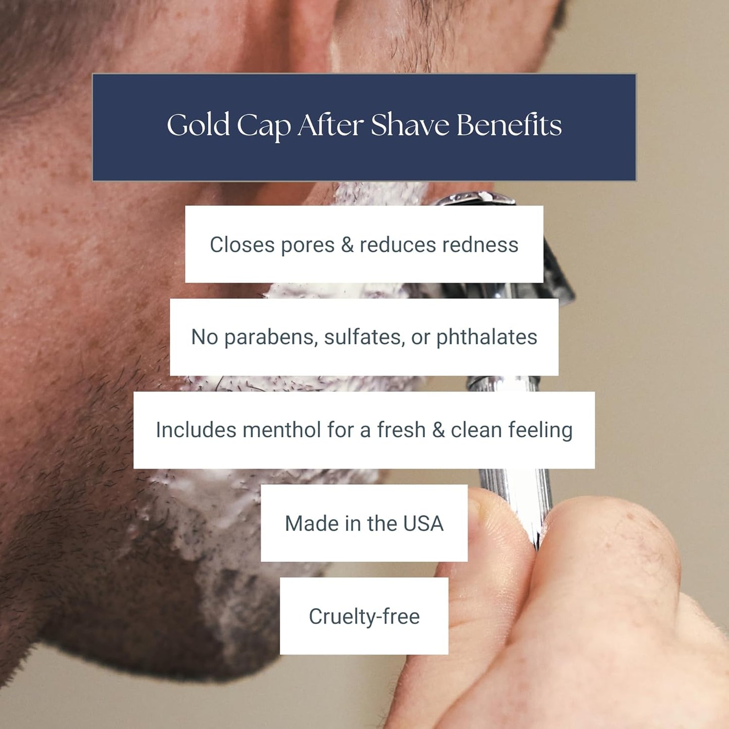 Caswell-Massey Newport Gold Cap After Shave, Soothing Aftershave with Sandalwood, Citrus & Cedar, 3 Fl Oz