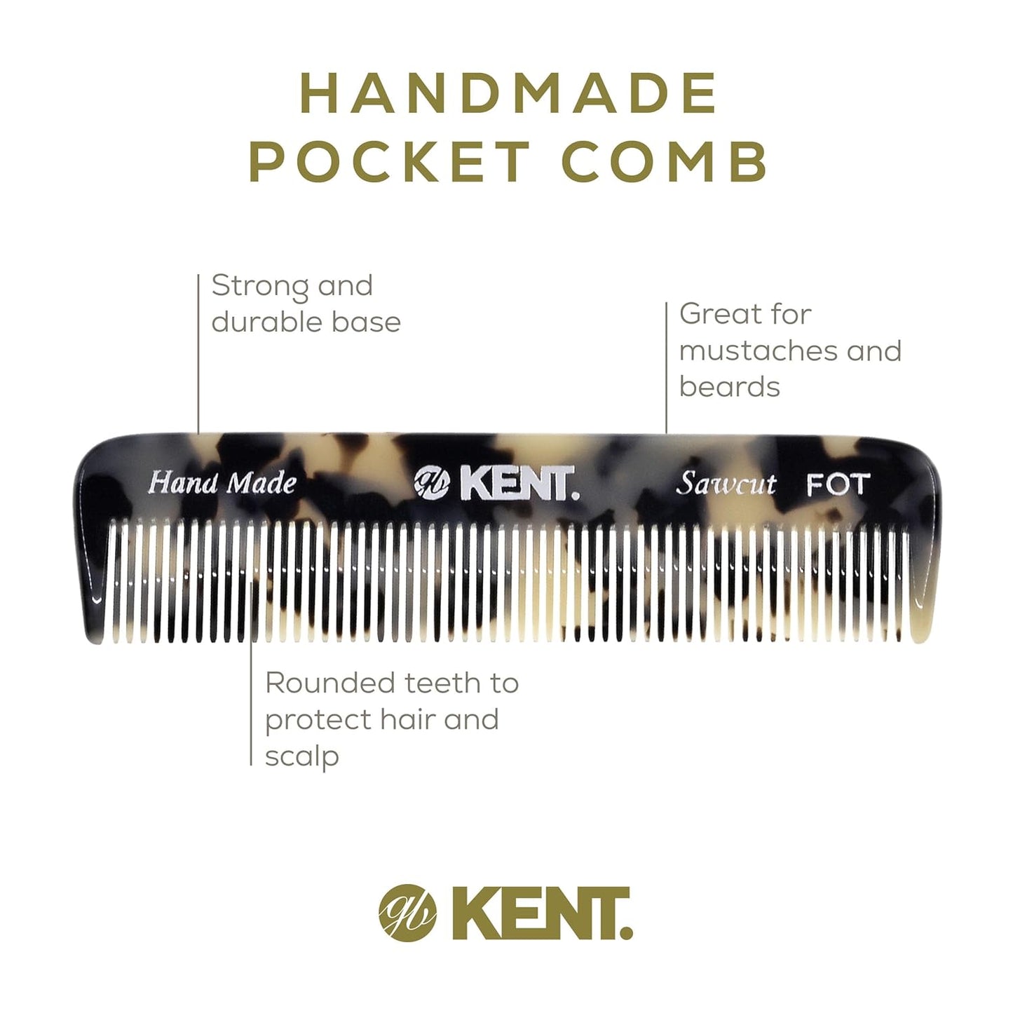 Kent FOT TW - 81T TW Beard Comb Set Pocket for Men - Pocket Combs Kit for Men for Travel and Home, Mustache Comb for Mens, Mini Beard Set for Mens Grooming, Handmade Combs Grooming Set