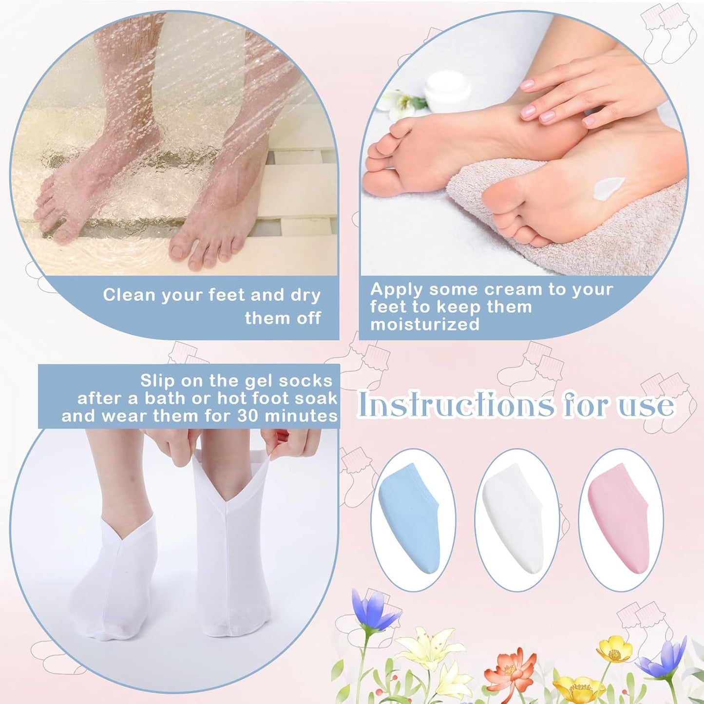 12 Pairs Moisturizing Socks Overnight for Dry Feet Cotton Spa Lotion Cotton Moisture Enhancing Cosmetic Moisturizing Socks for Women Men Foot Care Dry Cracked Feet (Bright,Mix Color)