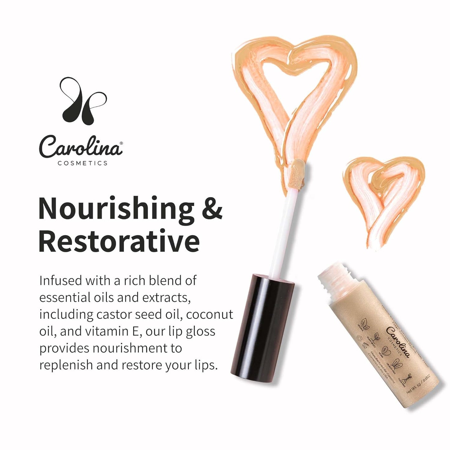 Plant-Based Non-Sticky Lip Gloss (Wifey) - Hydrating & Nourishing - Sunflower Seed Oil, Cacao & Grape Seed Oil - Gluten-Free, Vegan, Non-GMO, Paraben-Free - 5g/0.18oz