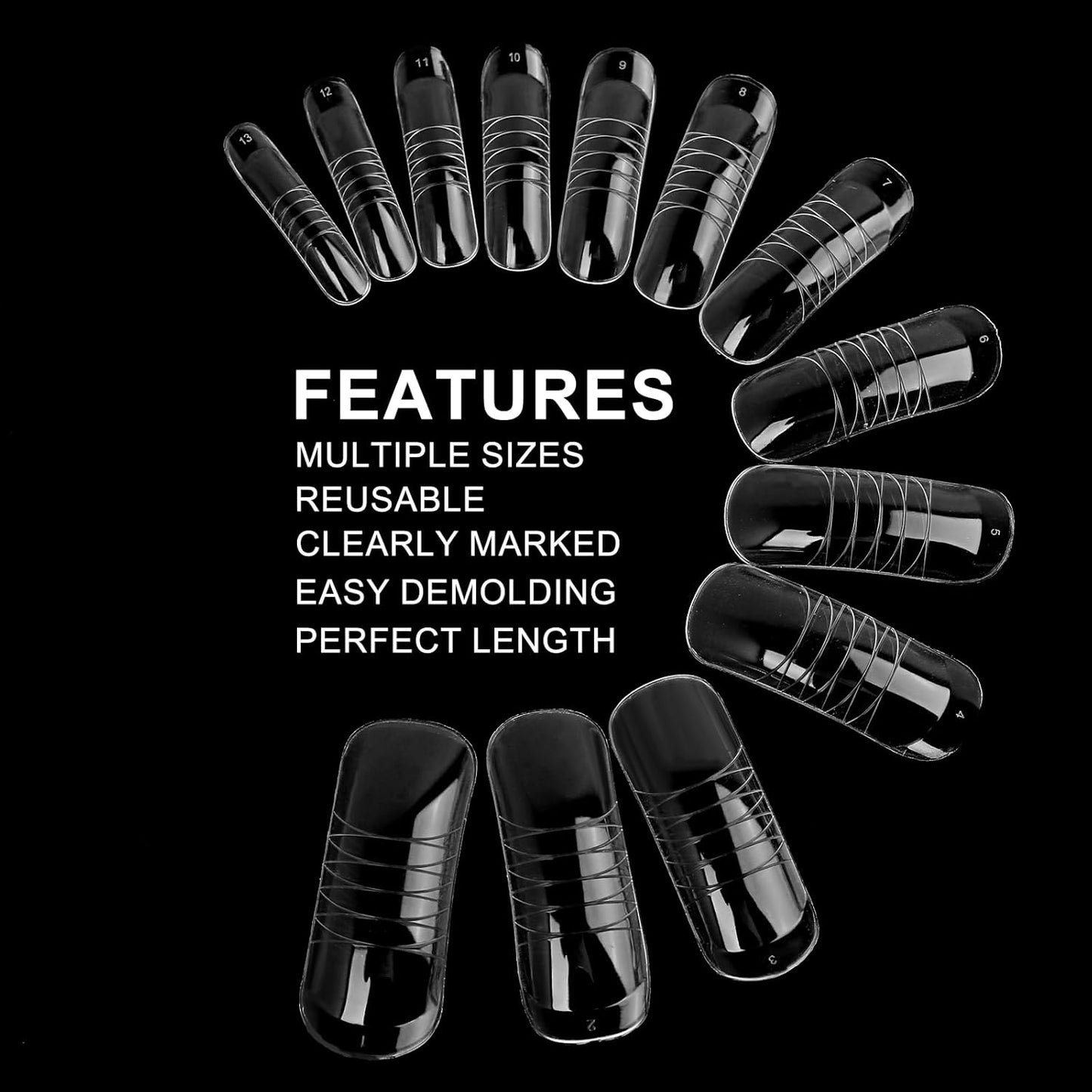 140Pcs Dual Nail Forms,Upturned Extension Poly nail gel Nail Forms Full Cover Reusable Nail Molds 14 Sizes for Nail Art Design Salon&DIY