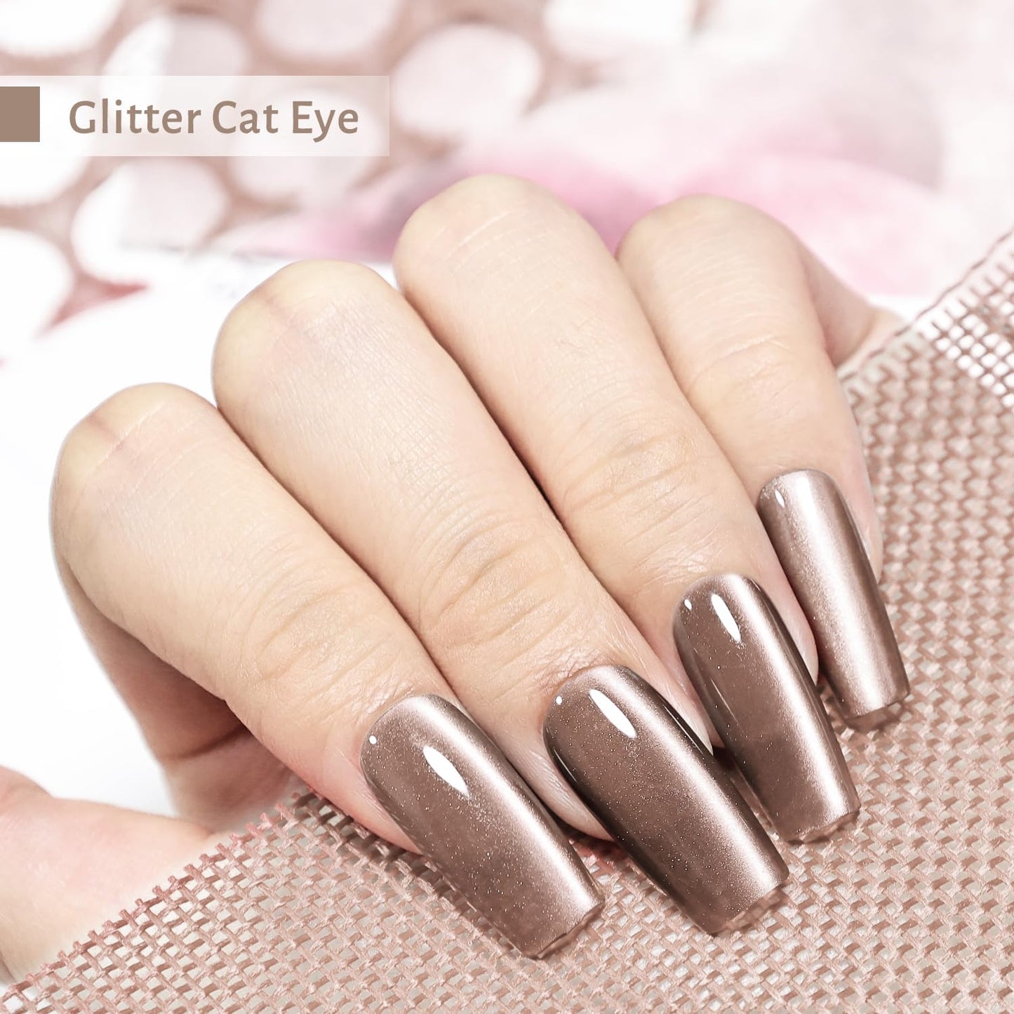 JODSONE Cat Eye Gel Nail Polish 16.5ml Brown Single Colors for Holographic Glitter Cat Eye with Magnet Reflective Translucent Need U V Lamp