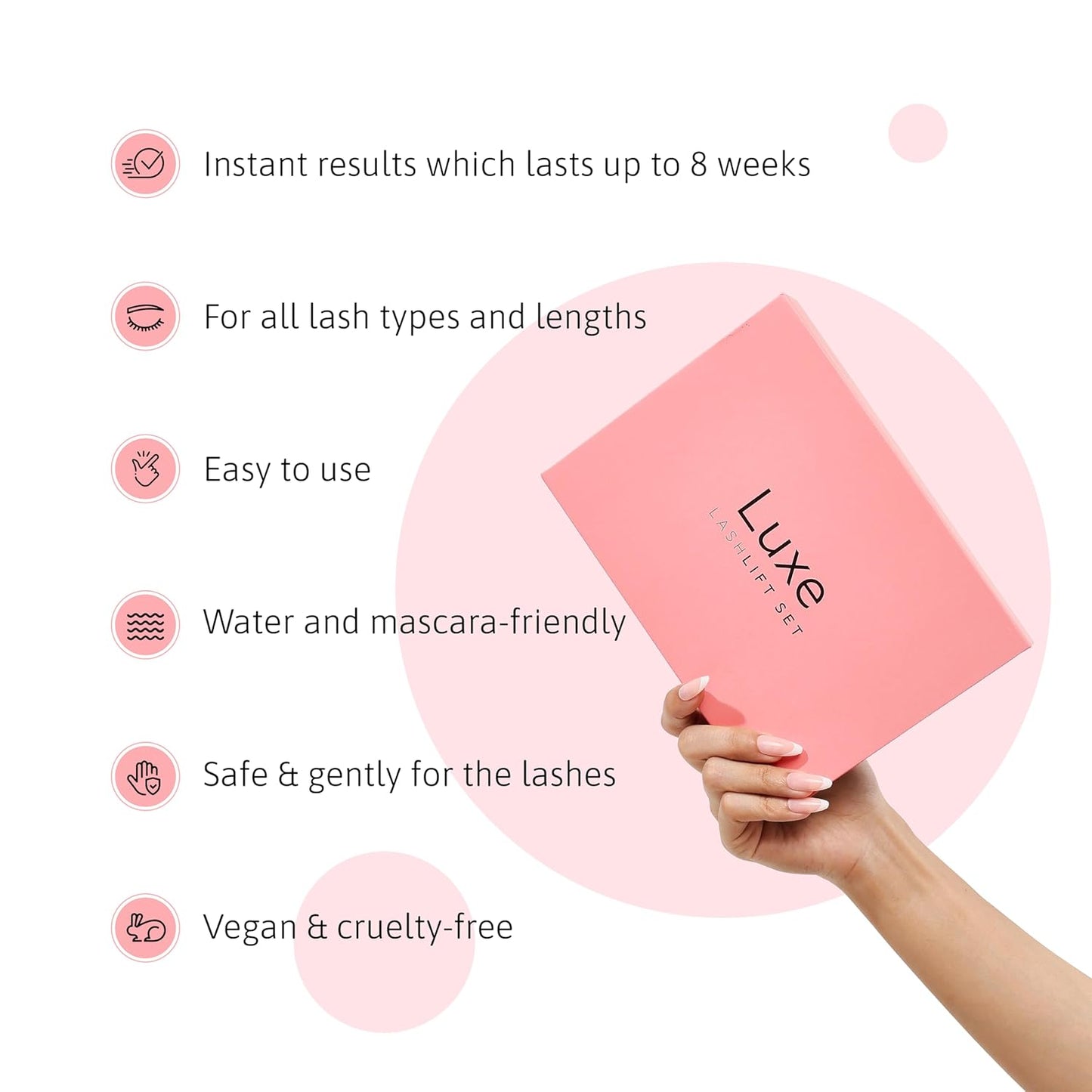 Luxe Cosmetics - Lashlift + Color Kit for Eyelashes - Black and Curled Eyelashes up to 8 Weeks - Complete set DIY at Home - 3 Lashlift Applications