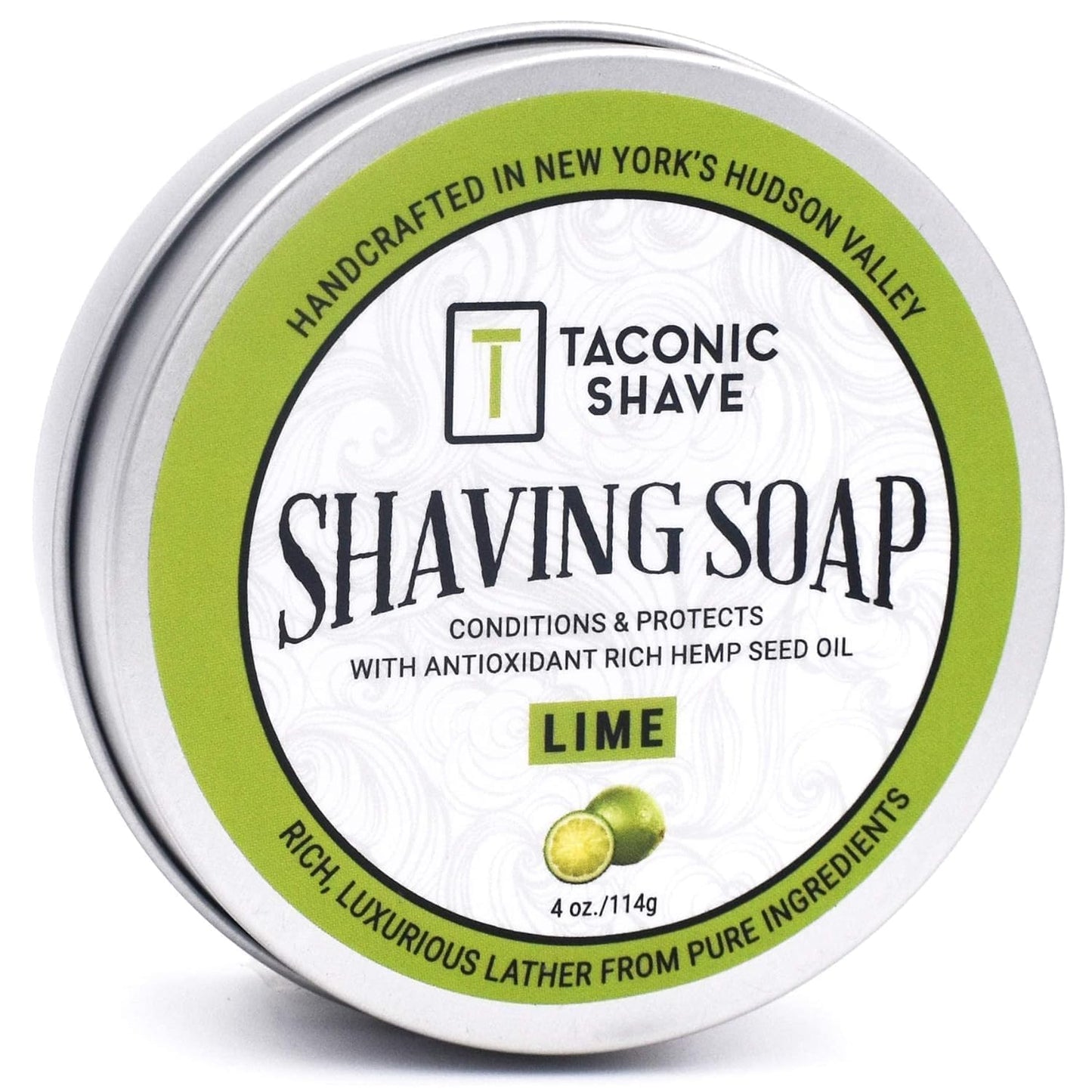 Taconic Shave Shaving Soap – Lime Scent – Dense, Slick Lather for Classic Wet Shaving – Brush & Bowl Lathering – Protective Cushion & Glide – Made in the USA