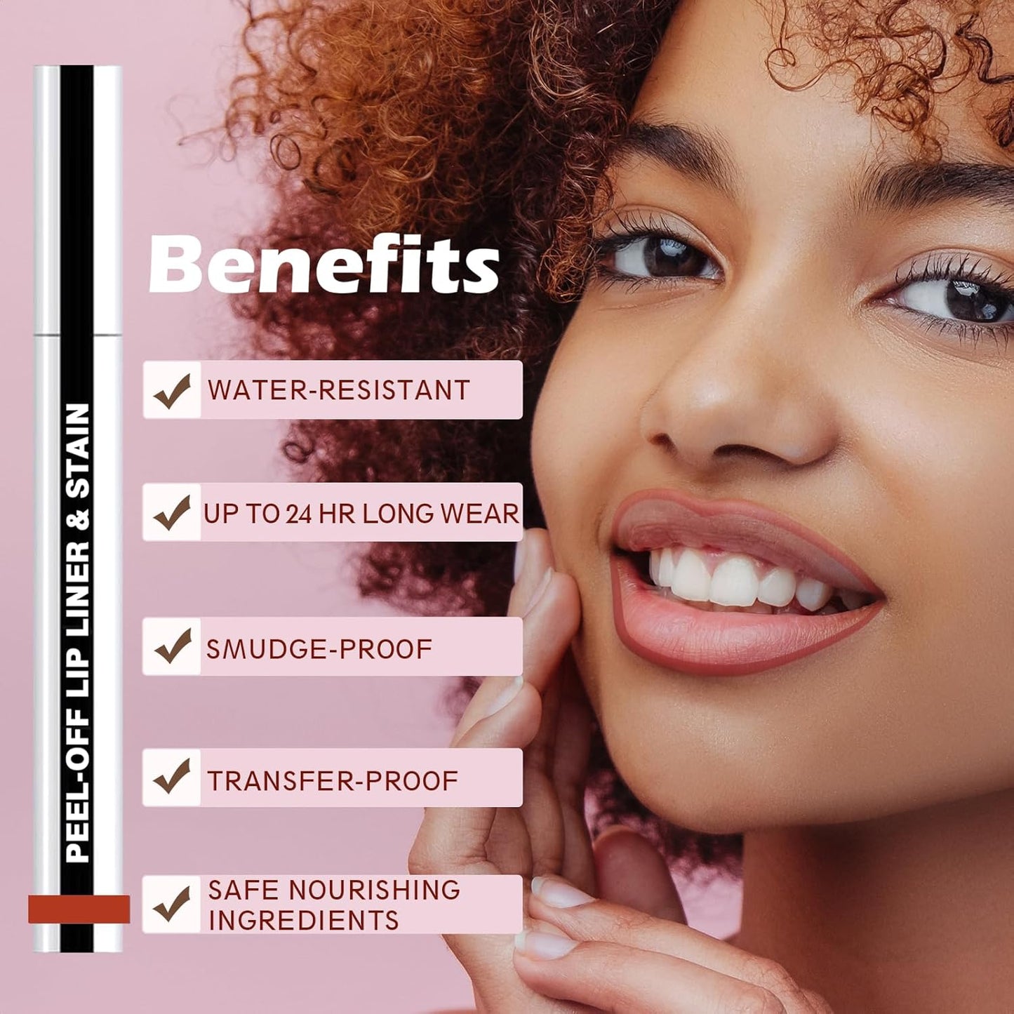 Lip Liner Stain Peel Off with Tweezer, Long Lasting Matte Lip Tattoo, Highly Pigmented Color Lip Makeup, Waterproof, Transfer-proof Lipstain for Women, for All Skin Types 07