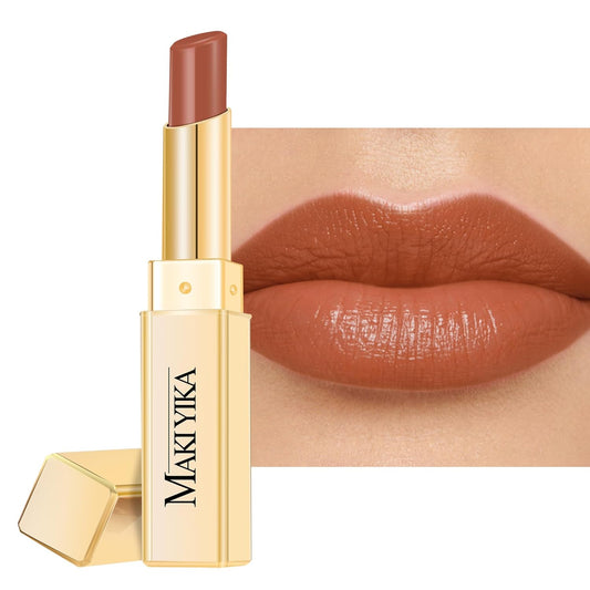 MAKI YIKA Moisture Light Brown Lipstick for Women Hydrate Lip Gloss for Dry Cracked Lips Weightless Glossy Lip Color Juicy Finish,MA050 Milk Brown
