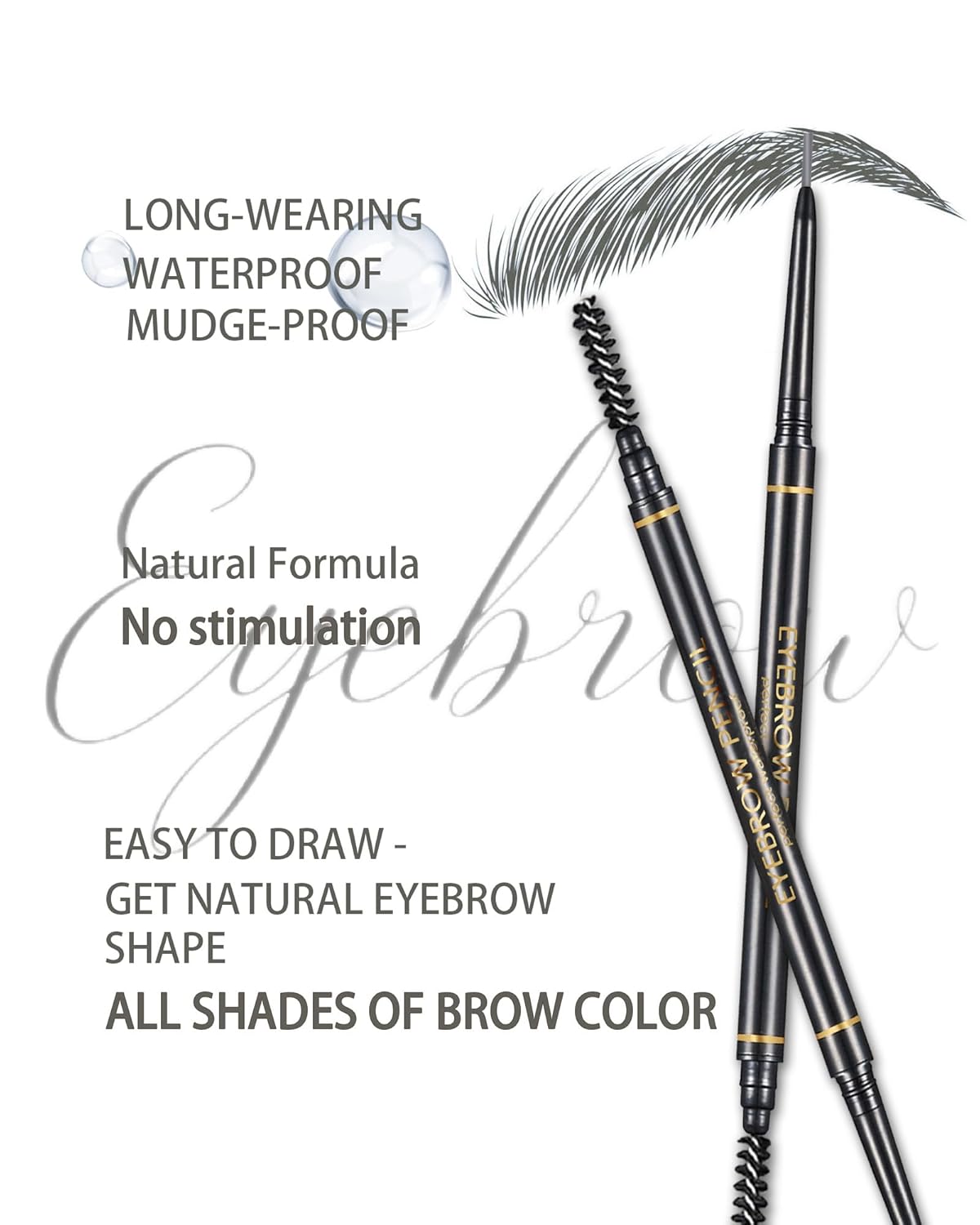 Gray Eyebrow Pencils for Women, 12Pcs Ultra Slim Eyebrow Pencil with 2 Brow Razors Kit, Double Head 1.5mm Micro-Fine Tip & Spiral Brush, Can Draw Fine and Long-Lasting Brows Makeup