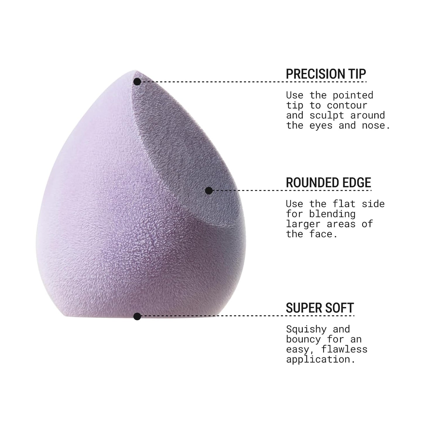 JUNO & Co. Microfiber Makeup Sponge, Dual Layer Technology for Full Coverage Flawless Makeup Blender for Foundation, Powder and Cream (Lavender Style and Purple Color)