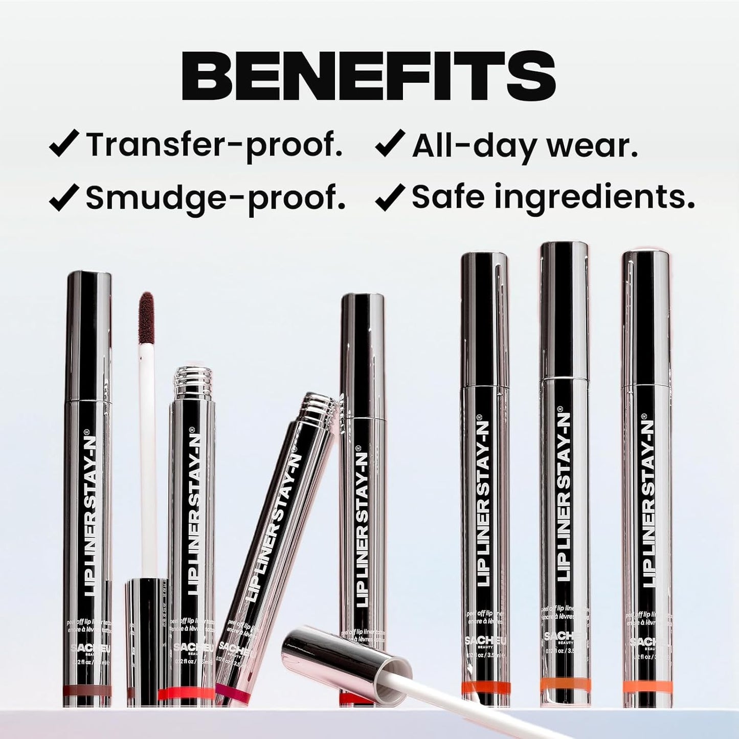 Sacheu Lip Liner STAY-N Peel Off Lip Stain — Long Lasting Matte Lip Tattoo Transfer Proof Lipstain Infused with Hyaluronic Acid & Vitamin E for All Skin Types — Vegan & Cruelty-Free, HEY-zel