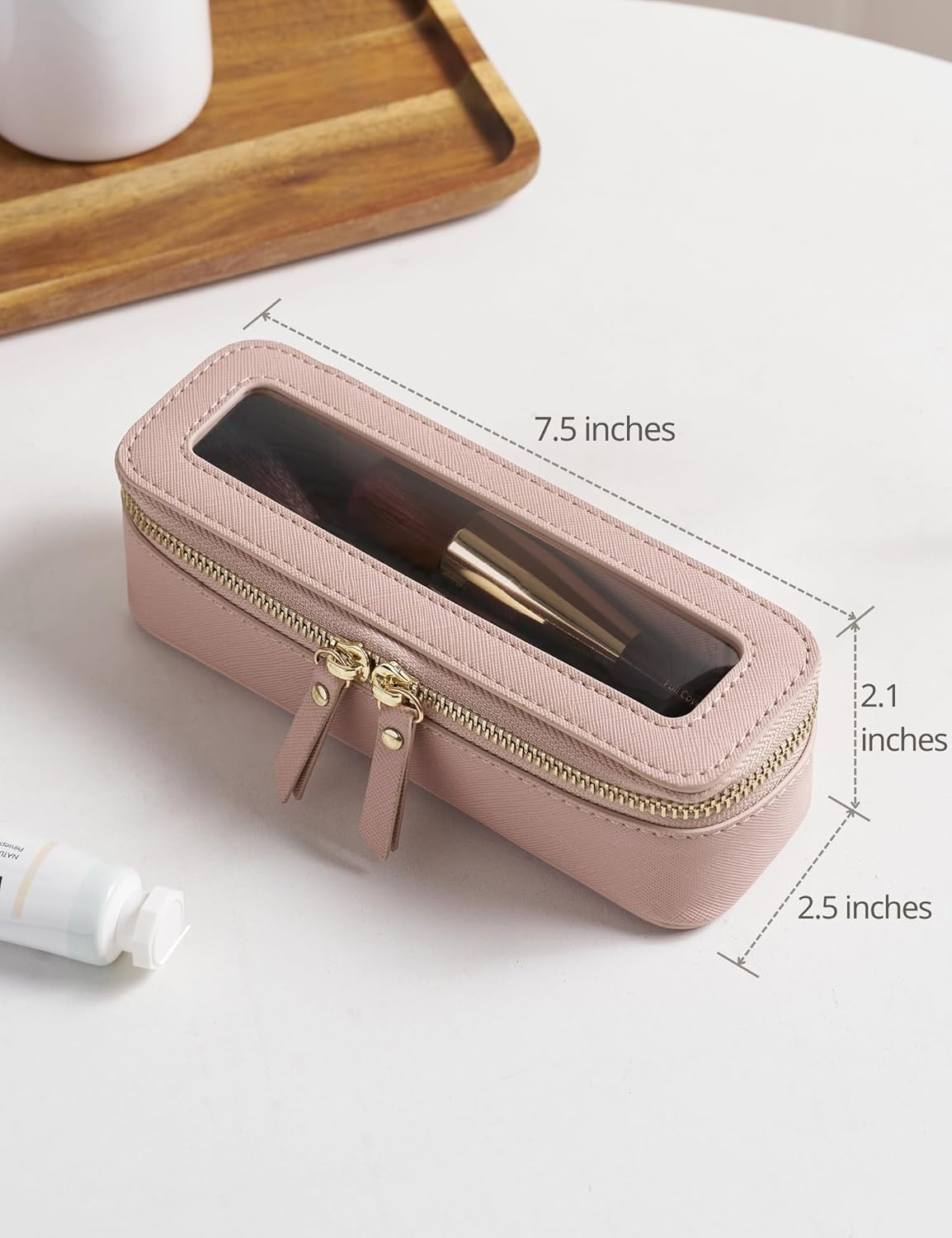 Popvibe Clear Makeup Bag Travel Cosmetic Case Transparent Toiletry Bag with Zipper, Portable Make Up Organizer Traveling Compact Car Bag for Essentials