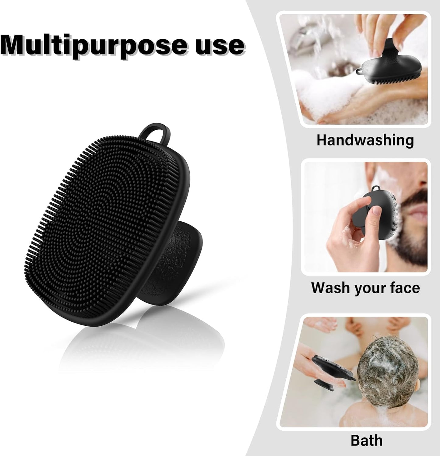 2 Pack Face Scrubber,Silicone Facial Cleansing Brush for Men & Women,Reusable Gentle Facial Waterproof Cleansing Skin Brush Exfoliating Scrubber for Sensitive Skin (Black/Pink)