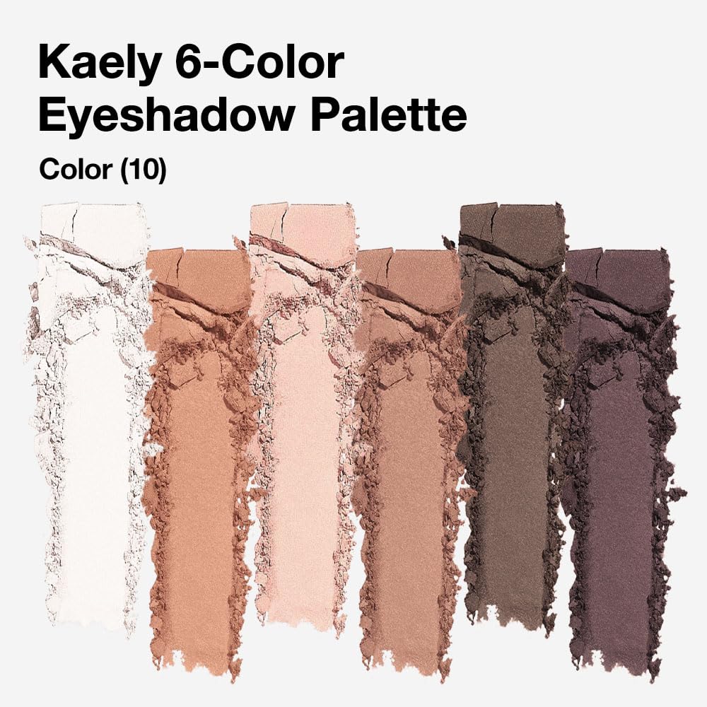 Kaely 6 Color Mini Nude Brown Neutral Eyeshadow Palette Makeup, Highly Pigmented Eye Shadow Palette Waterproof, Natural Matte Eye Shadow Palette, paleta de sombras de ojos, Vegan & Cruelty-free, 10