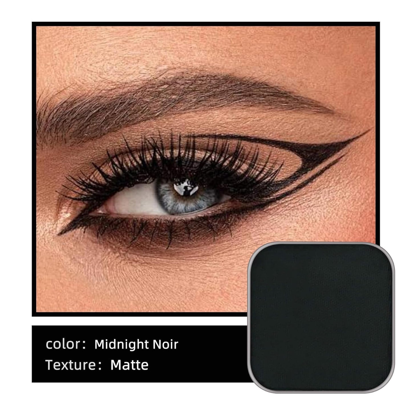 Magnetic Single Matte Eyeshadow with Metal Pan, Eyeliner Powder for Cat Eye Smoky Makeup, Eyeshadow Refill, Black Pan, for DIY Empty Magnetic Palette (Midnight Noir)