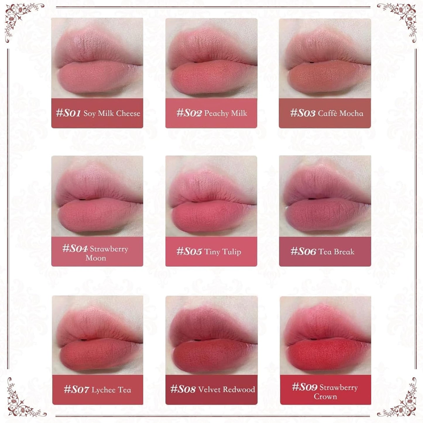 Flower Knows Strawberry Rococo Cloud Lip Cream,Velvety Matte Liquid Lipstick,Pink Lipstick,Long Lasting Lip Stain,Kiss-proof Blurred Lipstick for Girls&Women,0.12 Fl Oz(S04 Strawberry Moon)