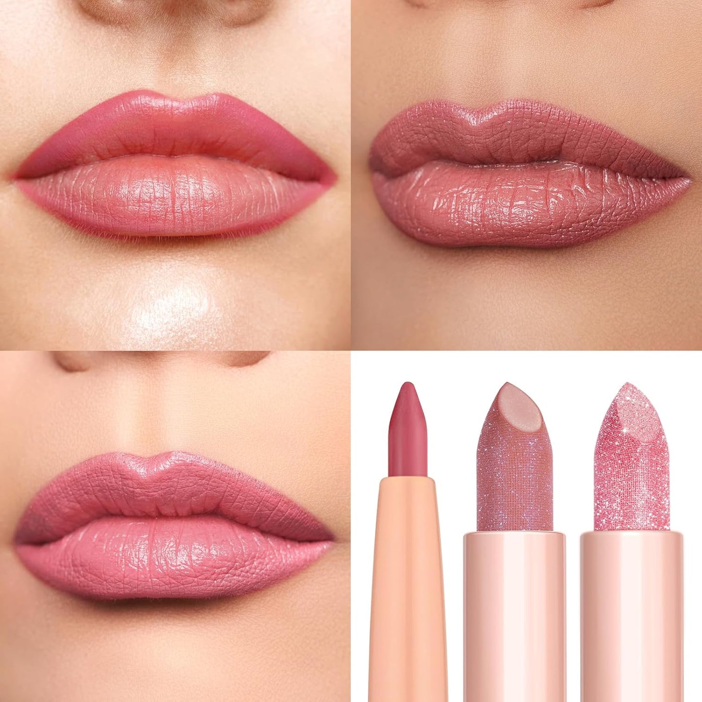 Oulac Lipstick & Lipliner Set 3PCS High Impact Lipcolor with Moisturizing Formula, Vegan Beauty, Full-Coverage Lip Color, Gift Lipstick for Women, 04+PG05+PG10