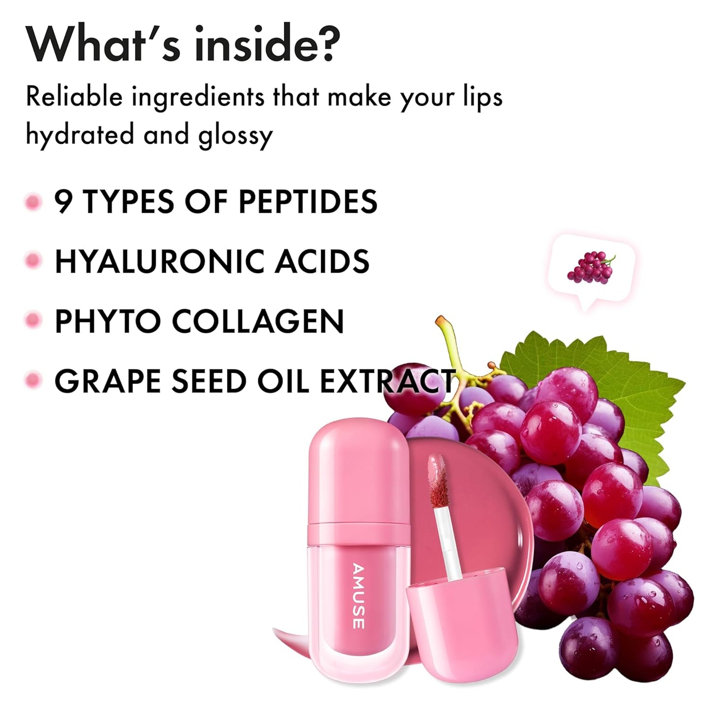 Amuse SEOUL BEBE TINT - 08 GRAPE BEBE | 24-hour Long-lasting Lip Stain, Plumping, Hydrating, Moisturizing, No Peel Off, Lip Care, Treatment, Non Sticky, Korean Lip Tint for Dry Lips