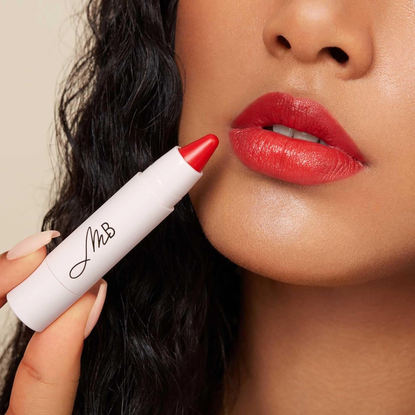 Monika Blunder Beauty - Kissen Lush Lipstick Crayon - Charlotte (Coral Red) Clean Beauty, Cruelty-Free, Vegan