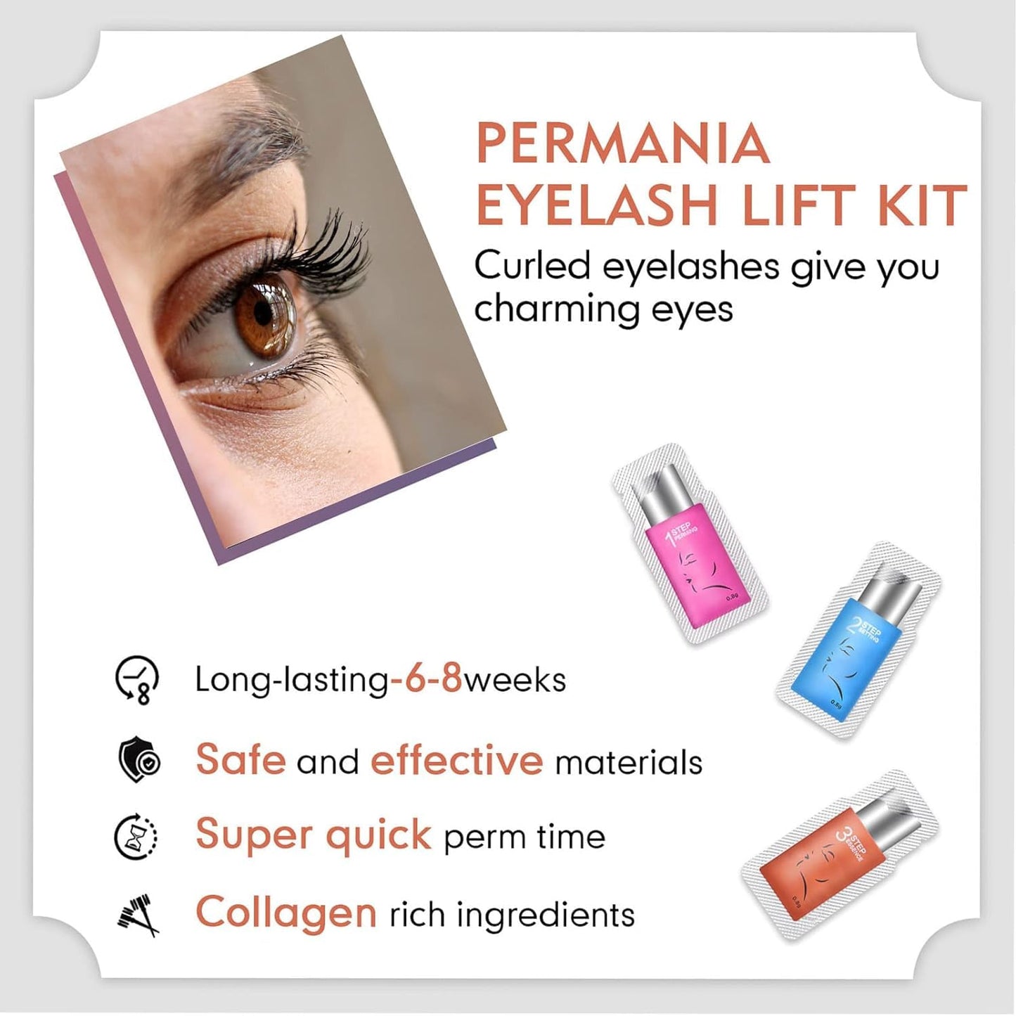 PERMANIA Lash Lift Kit, Eyelash Growth Serum, Advanced Formula for Longer, Fuller, and Thicker Lashes Salon Quality Eyelash Perm with Safe and Effective Result