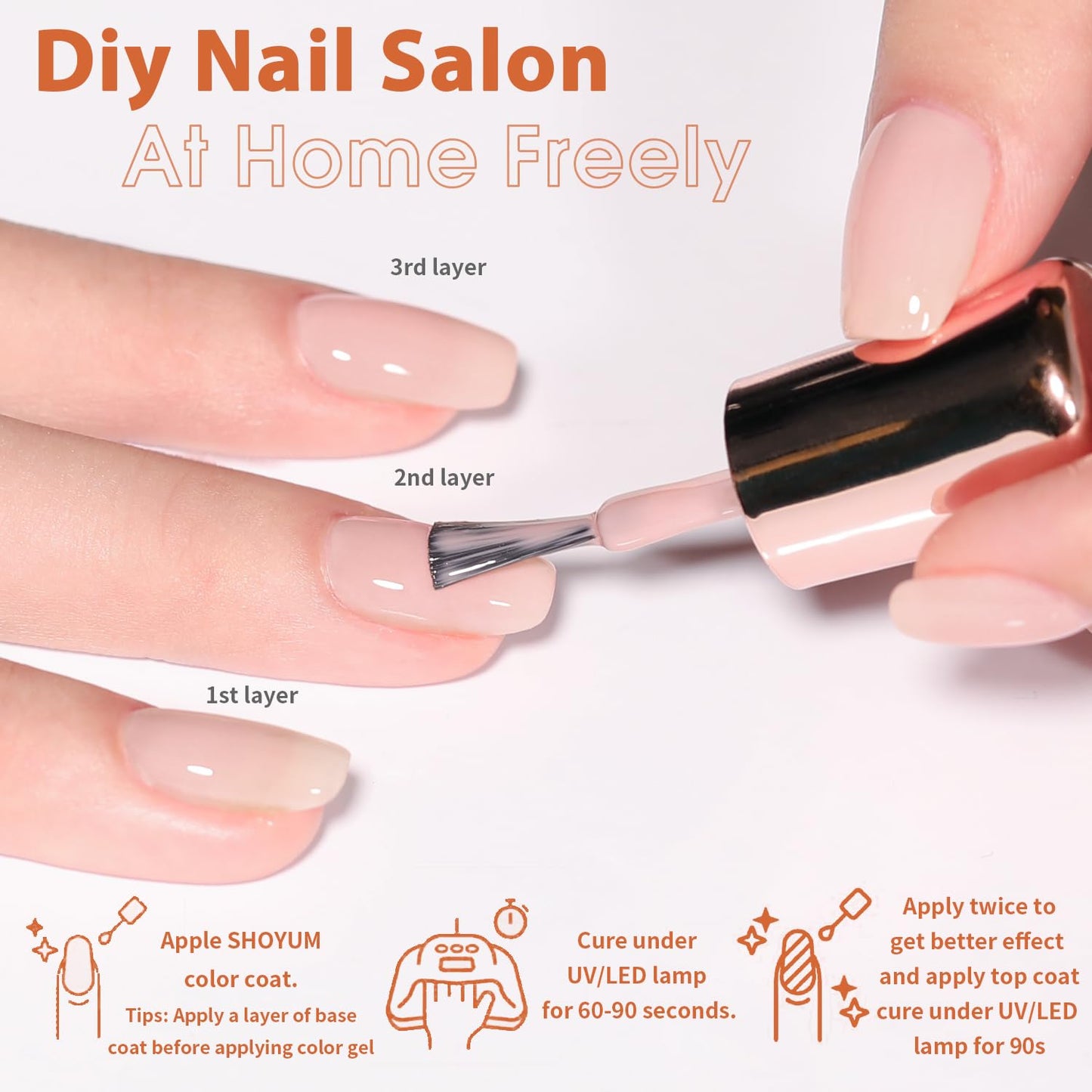 Jelly Nude Gel Nail Polish Set 10Pcs Neutral Skin Color Rose Maple Red Shimmer Gel Polish Kit Semi-Transparent Nail Polish Fall Nail Gel UV LED Soak Off Home DIY 7ml