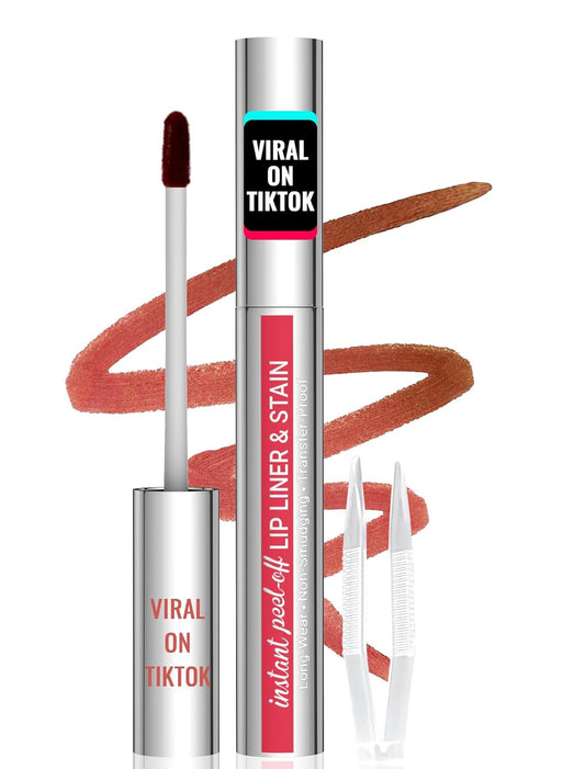 iMethod Lip Stain - Lip Liner Stain, Peel Off Lip Stain with Tweezer, Natural Long Lasting, Waterproof, Easy to Use, Stay On All Day, Cocoa