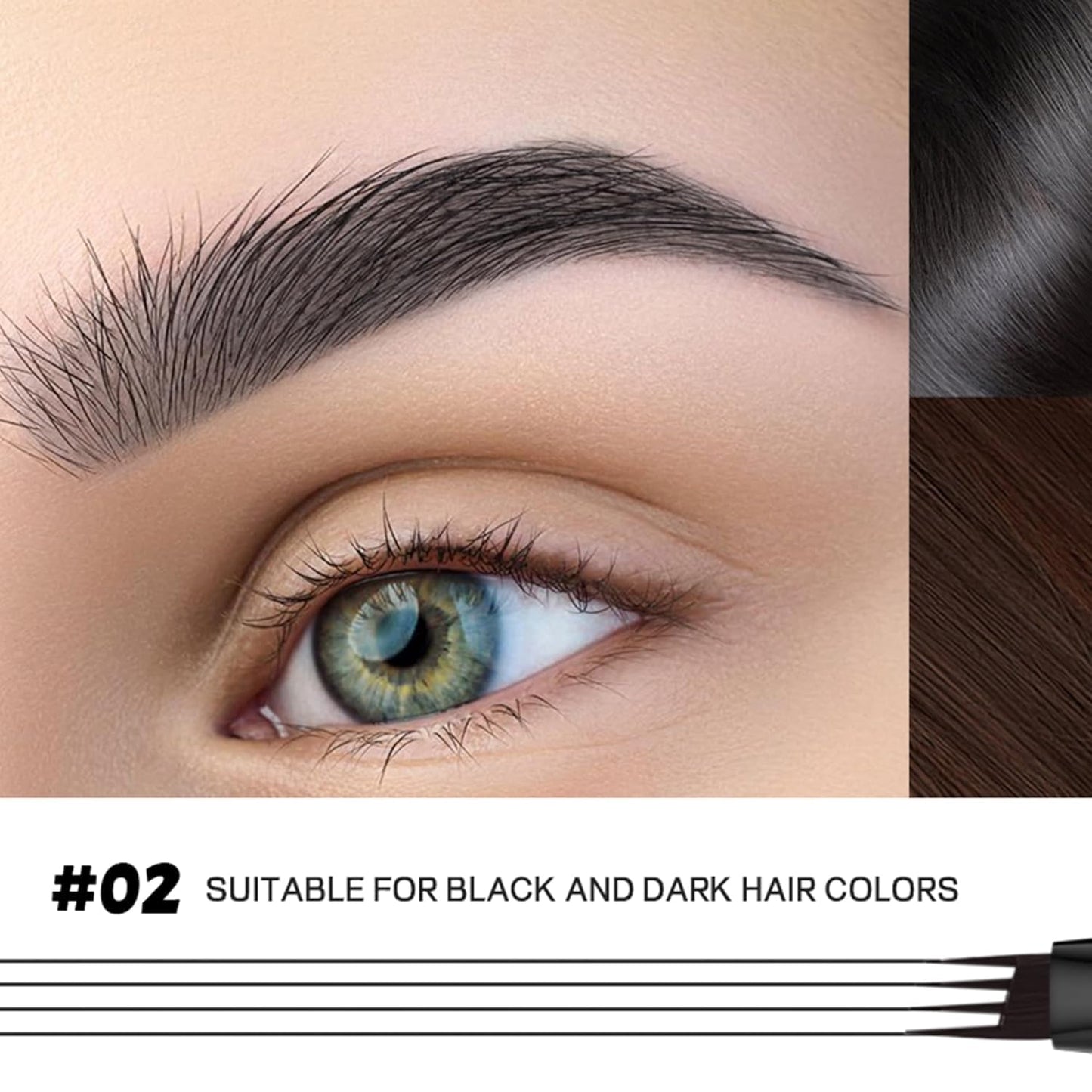 2 Pack Eyebrow Pen, Waterproof Microblading Eyebrow Pencil, 4 Tip Precise Eye Brow Makeup Pen for Women to Effortlessly Create Hair Like Natural Brows, Non Dry Out and Last All Day (Black)