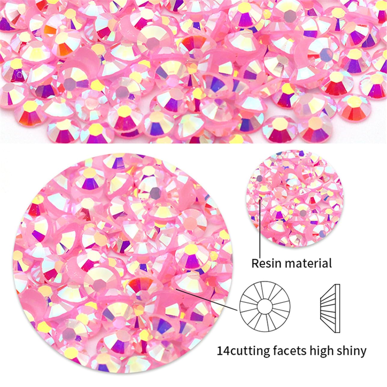 1440 Pcs SS20 5mm Flatback Rhinestones for Nails Art Crafts Glitter Round Shine Gems AB Crystals DIY Clothes Shoes （Green AB）