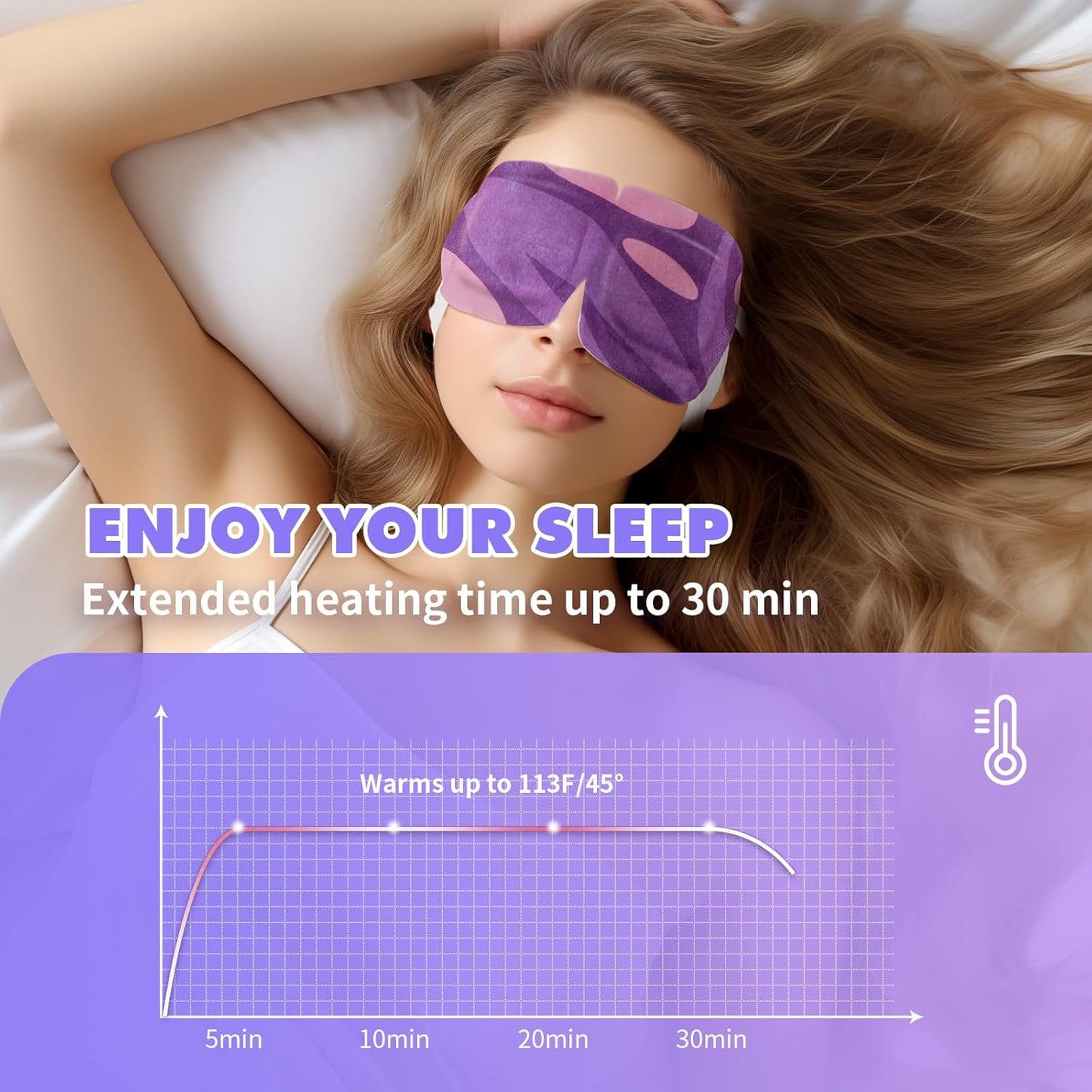 18 Packs Lavender Steam Eye Masks for Dry Eyes Spa Warm Eye Mask Self Heating Eye Mask Reduce Puffiness Dark Circles Travel Essentials Eye Masks for Sleep Disposable-Lavender