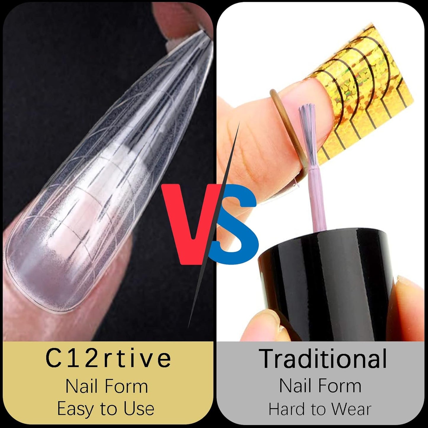 120Pcs Matte Dual Nail Forms,Long Almond Extension Poly Nail Gel Nail Forms Full Cover Nail Molds 12 Sizes for Solid Nail Gel Glue Nail Art Design Salon&DIY