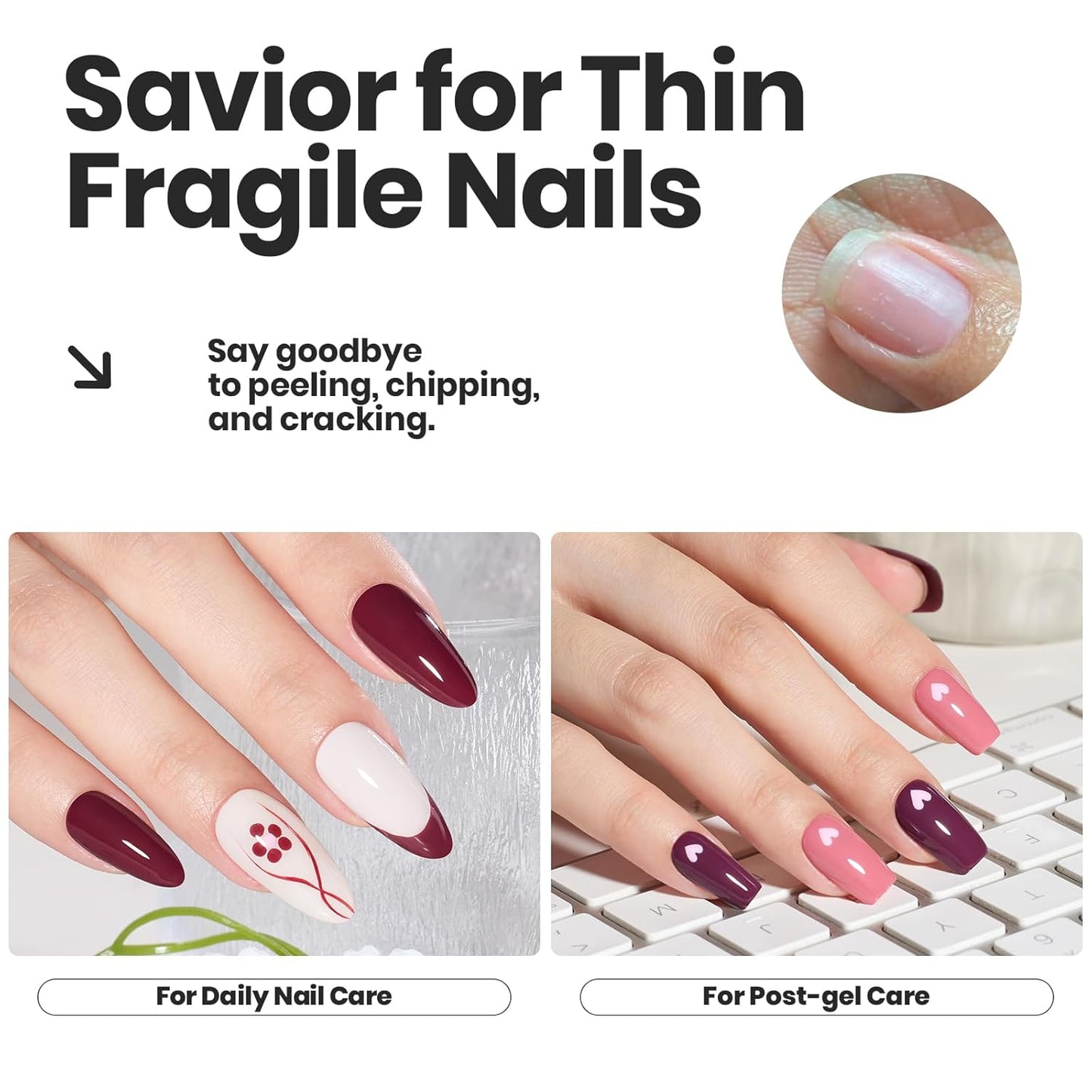 Beetles Nail Polish Set - Twilight Rose 6 Colors Quick Dry Baby Pink Burgundy Red Purple Plum High-Gloss Long-Lasting Nail Polish for DIY At-Home Manicure Fall Gift for Women