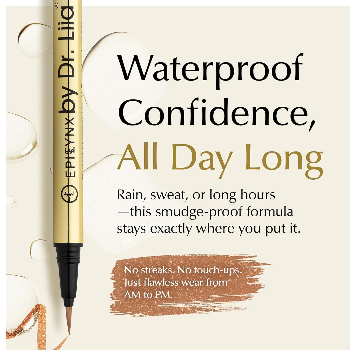 Waterproof Eyeliner - Smudge-Proof Liquid Eyeliner Pen with Precision Tip for Smooth, Long-Lasting Application - Vegan, Hypoallergenic & Gluten-Free Eye Liner - 2mL Shimmer Gold Brown