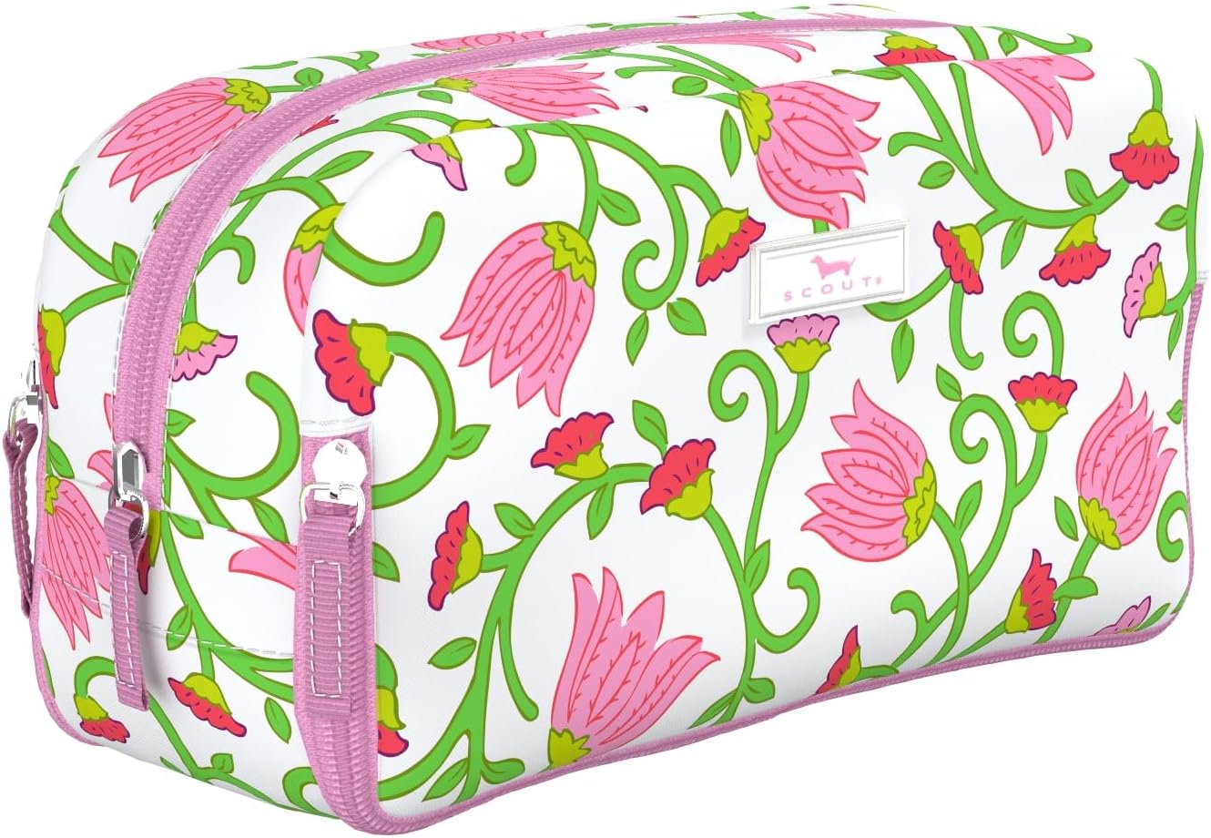 SCOUT 3-Way Toiletry Bag - Travel Makeup Pouch for Women with Three Zipper Compartments - Stands Upright, Wipes Clean