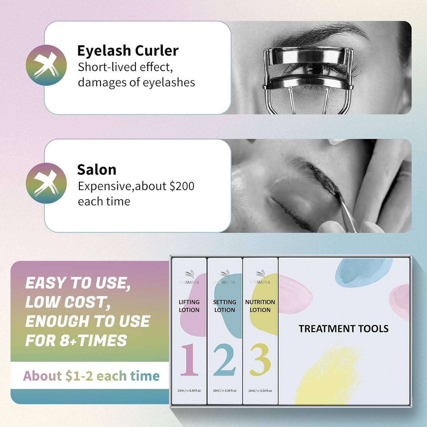 PERMANIA Korean Lash Lift Kit, Tube Design Easy to Apply Brow Lamination Kit, for Natural Results Instant Lifting & Curling with Detailed Instruction (with Glue Balm)