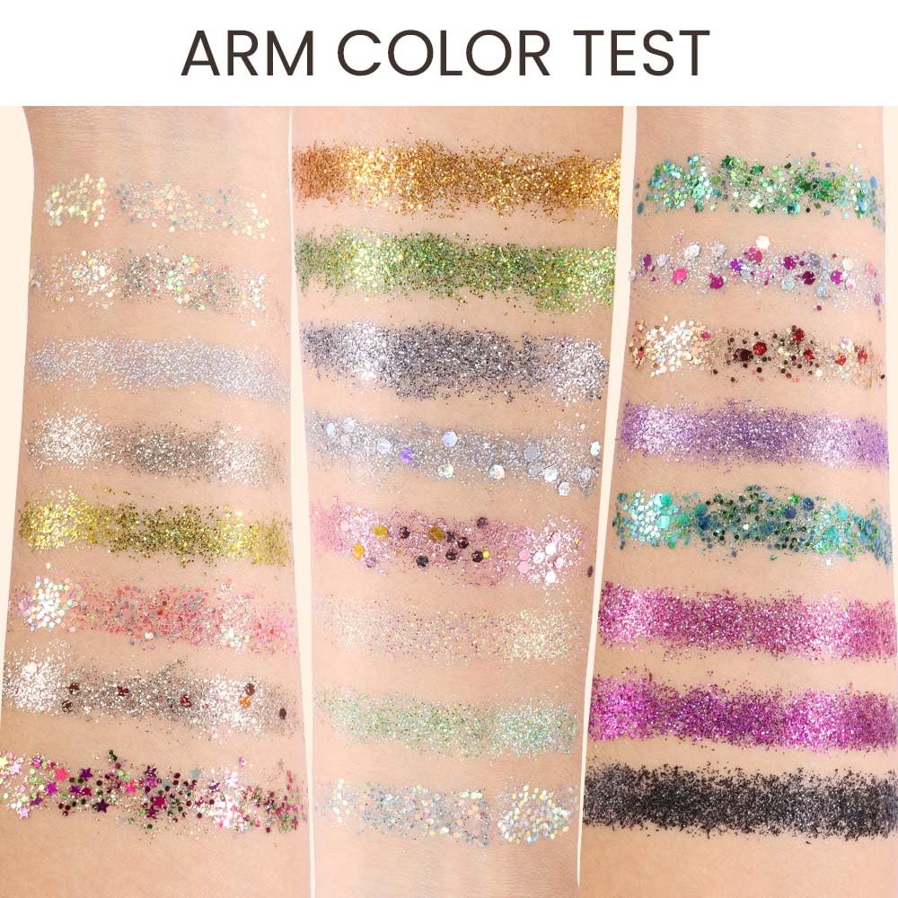 evpct 24 Colors Glitter Sparkle Eyeshadows Palette Makeup for Women, Black White Pink Green Blue Rainbow Neon Metallic Shimmer Shiny Eyeshadow Palette, Body Pressed Eye Shadow Glitter Palette Makeup