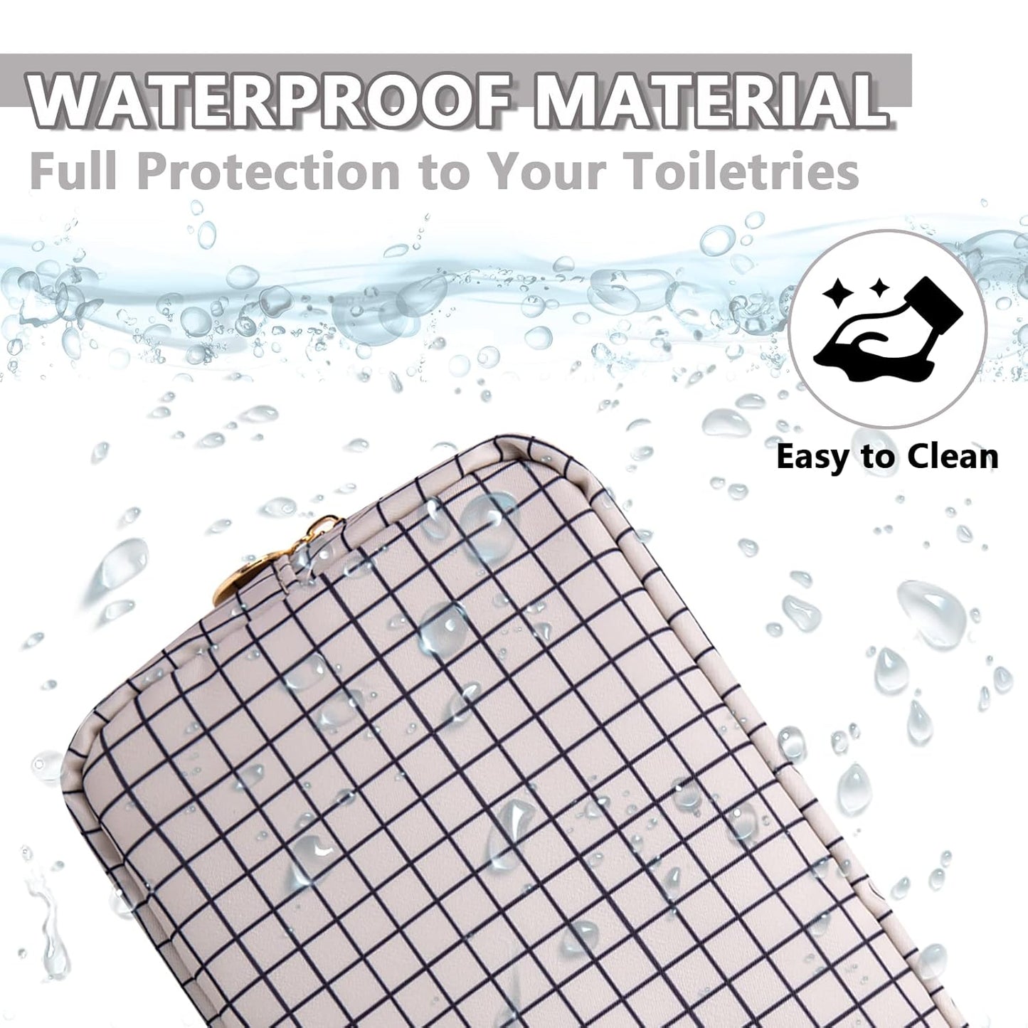 Small Makeup Bag Pouch for Purse，Nylon Travel Toiletry Storage Bag Preppy Checkered Cosmetic Bag for Women Girls，Waterproof Makeup Organizer Bag Pouch Skincare Bag with Zipper (Small-Checkered)