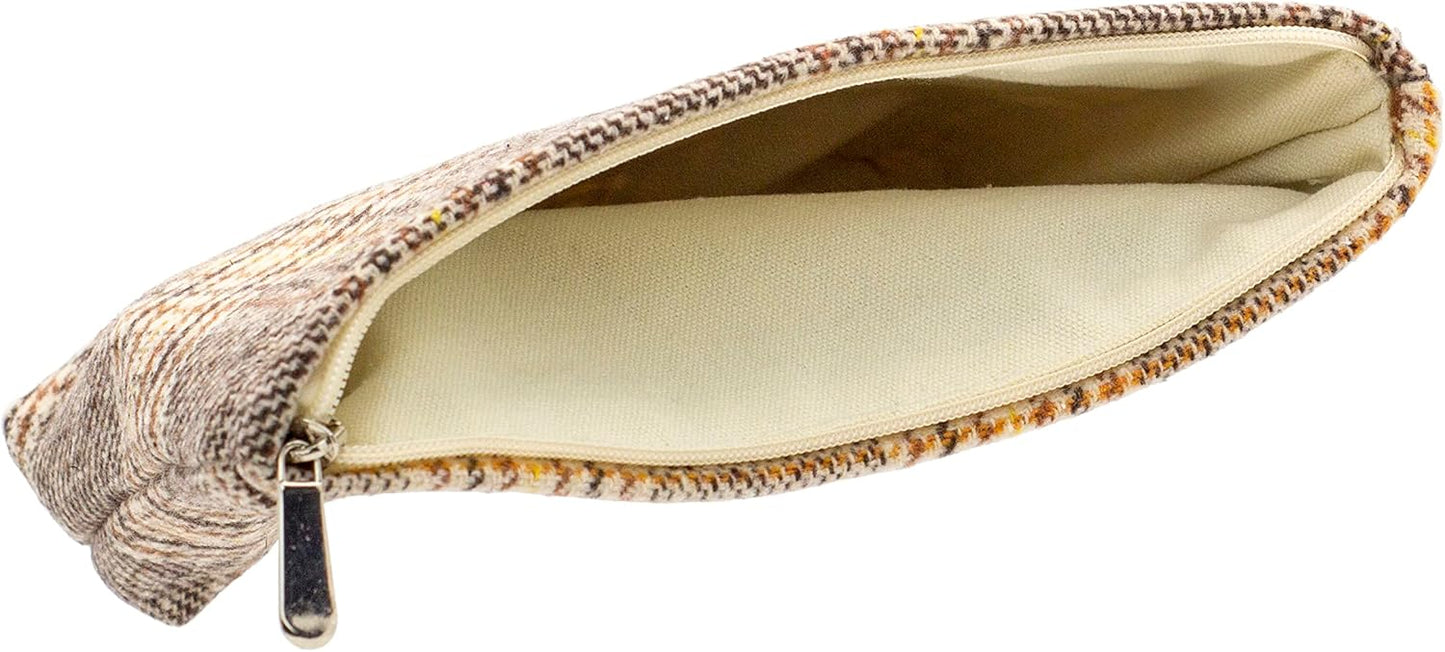 Makeup Bags for Purse Zipper Cosmetic Pouch Large Travel Canvas Make Up Organizer Tool Pouch for Women and Girls,Plaid Brown